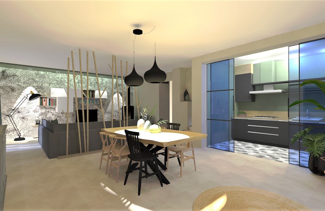 Projet d'aménagement et décoration d'intérieur du séjour et cuisine par home design by line